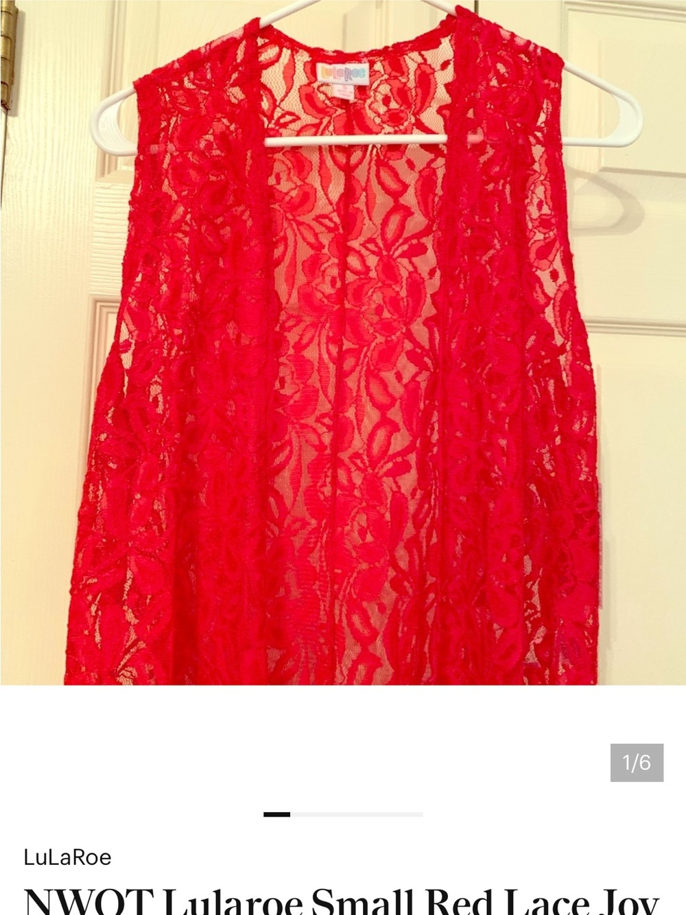 LuLaRoe Red Floral Lace Vest